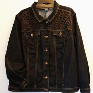 CJ Banks Denim Embellished Jacket.